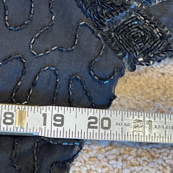 Lawrence Kazar All Over Beaded Dress Size Large Black Silk Party Formal Luxury - Picture 6 of 12